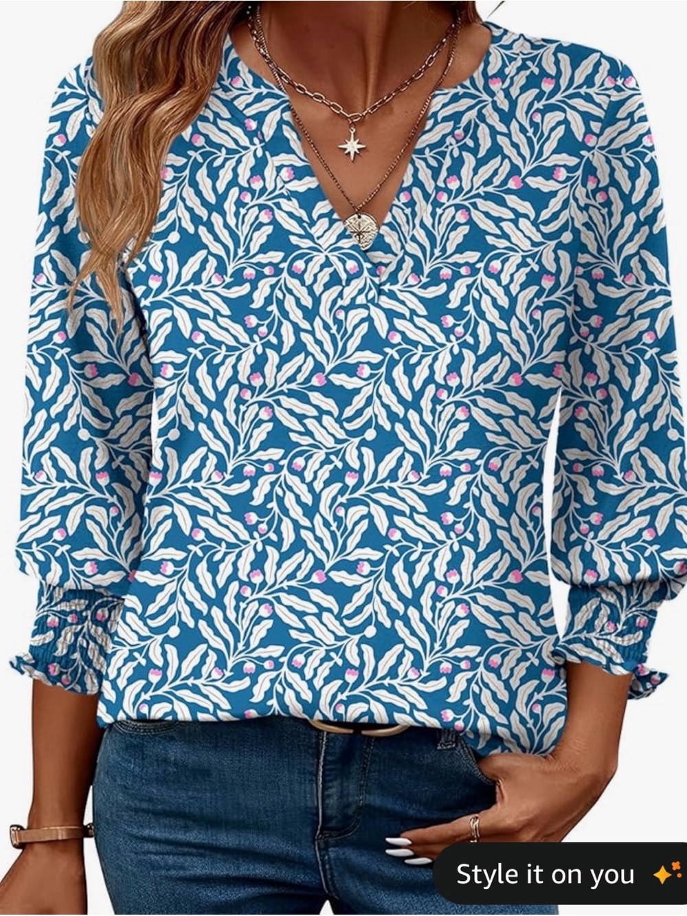 LOMON Women's 3/4 Length Sleeve Shirt Size M